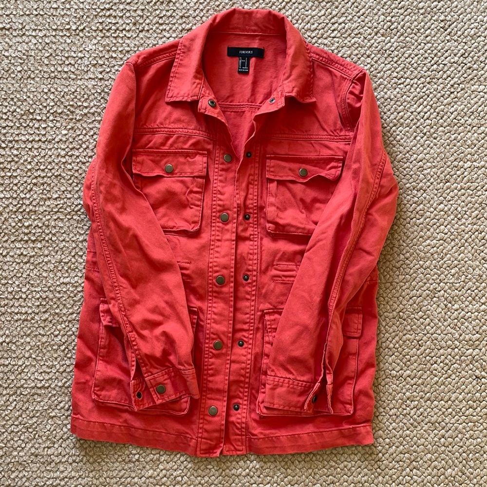 Forever 21 Orange Jean Jacket, size Small